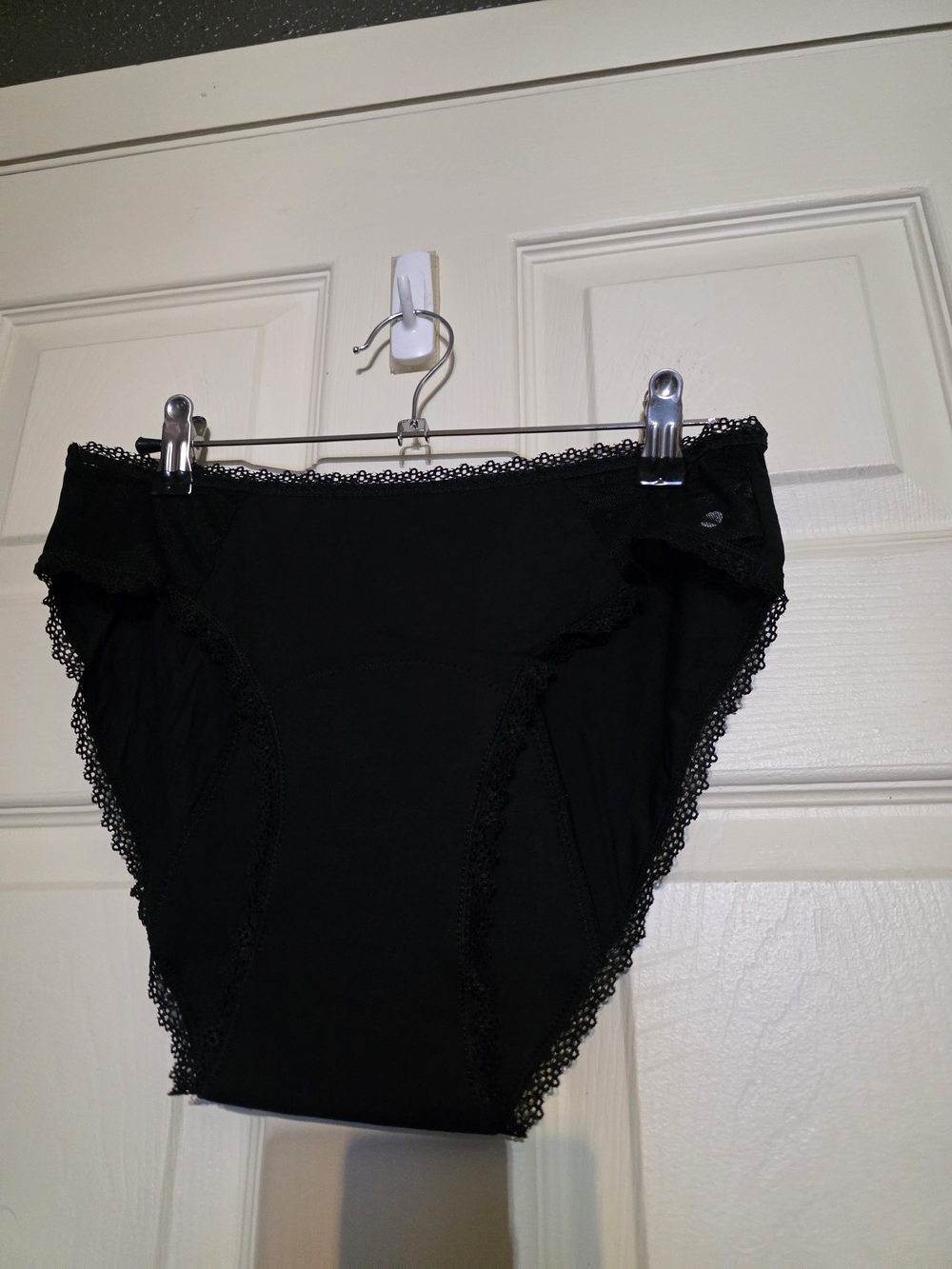 Black Lace-Trim High-Cut Leak Proof  Women's Briefs